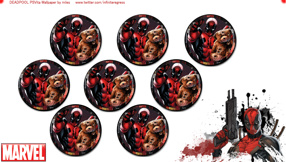Deadpool 'Dynamic' Wallpaper featuring Cartoon, Game / Gaming, Movies, With Buttons, captain america, iron man, marvel - Perfect PS Vita Wallpaper