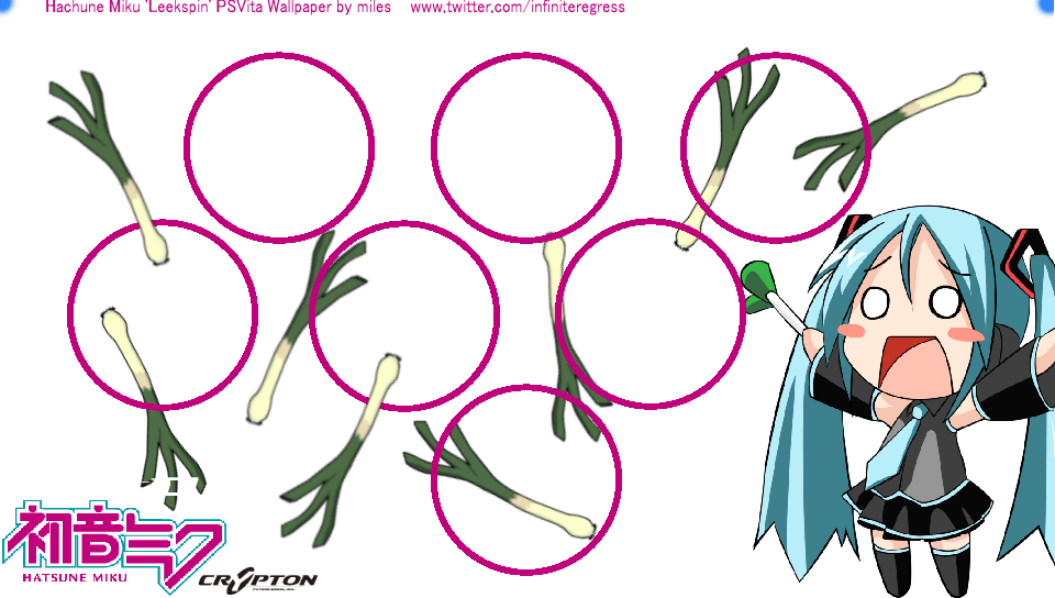 Hachune Miku Leekspin 'Dynamic' Wallpaper featuring Anime, Cartoon, Game / Gaming, Music, Other, Technology, With Buttons, aperture science, BRB FBI, fullmetal alchemist, glados, hatsune miku, portal - Perfect PS Vita Wallpaper