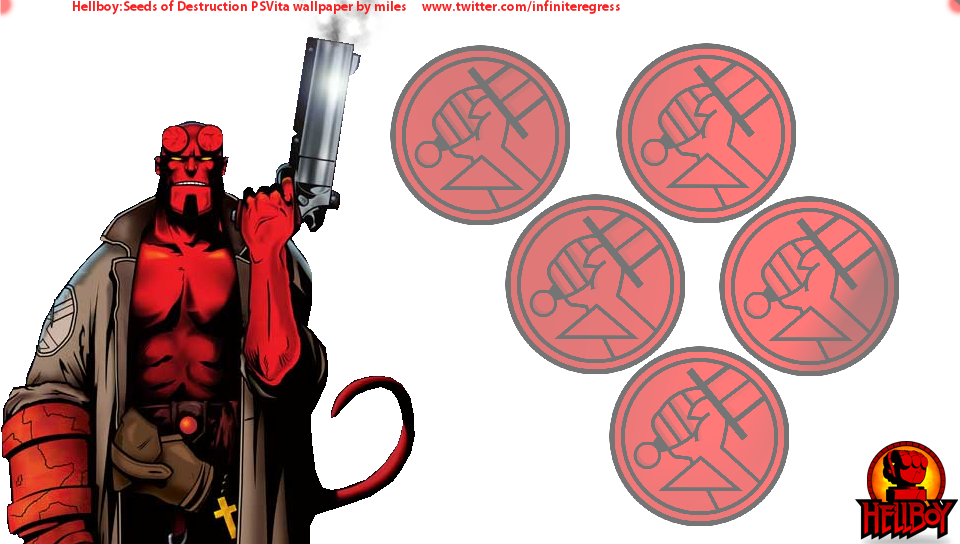 Hellboy: Seed of Destruction 'Dynamic' Wallpaper featuring Cartoon, Game / Gaming, Movies, Other, With Buttons, dagon, lovecraft, nathan drake, republicans - Perfect PS Vita Wallpaper