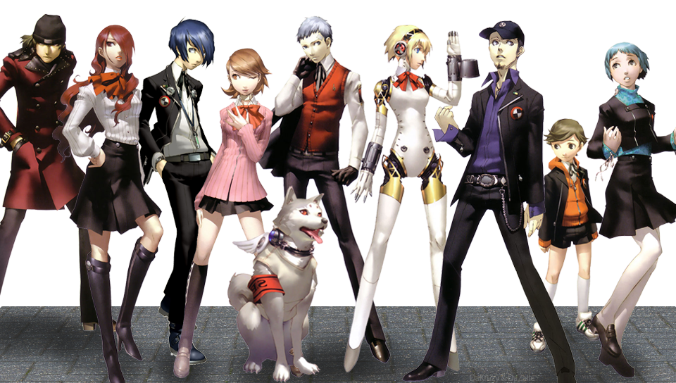Shin Megami Tensei Persona 3 Collage Protagonists Transparent Dynamic featuring Anime, Babes, Cartoon, Computers, Game / Gaming, Other, effect, Games, grunt, junpei, Katamari, Mass, miranda, peace, series, shepard, thane - Perfect PS Vita Wallpaper